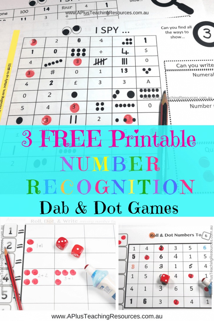3 Free Printable Number Recognition Games