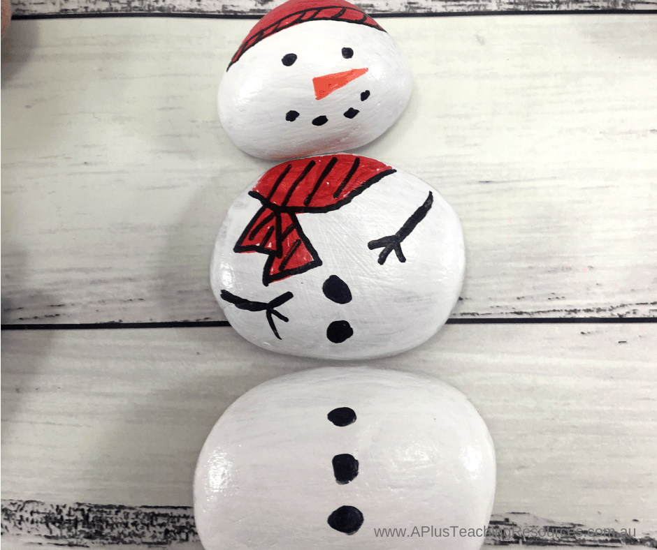 painted rock snowman craft project