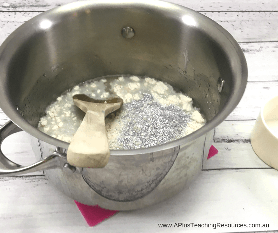 Add flour to the playdough mixture