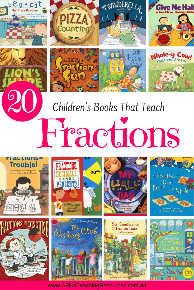 Pinterest Image of books for teaching Fractions