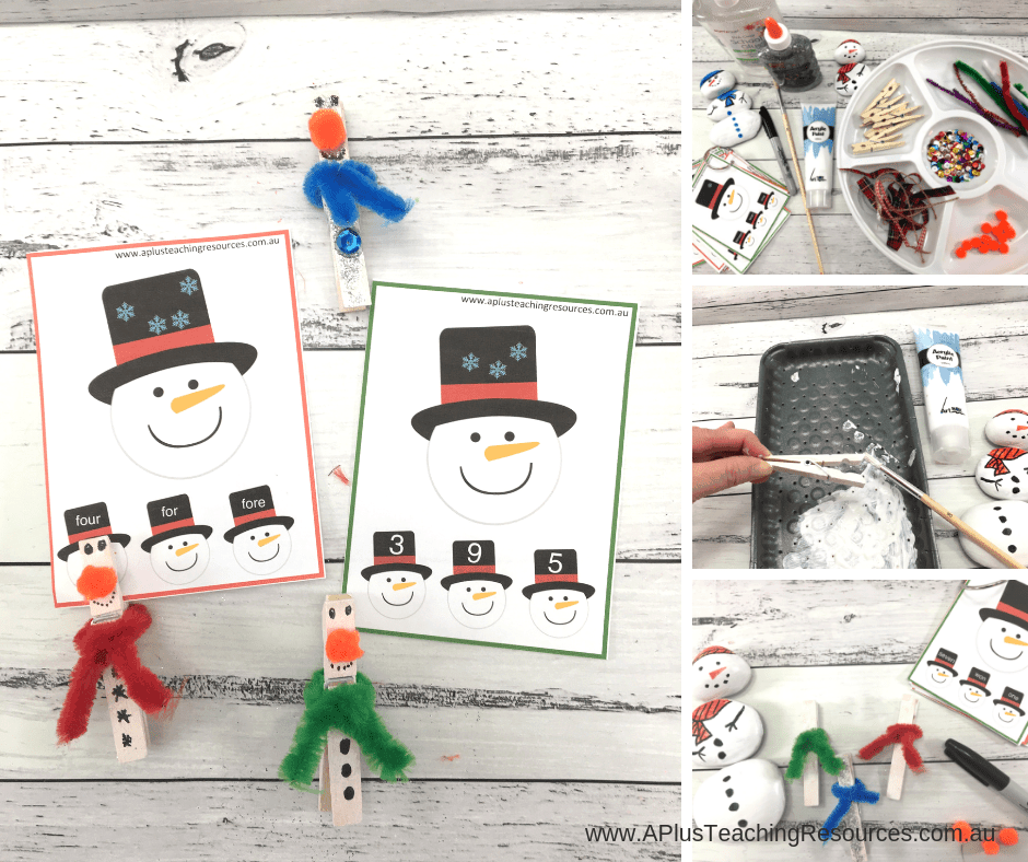 Clothespin Snowmen Craft & Clip Cards