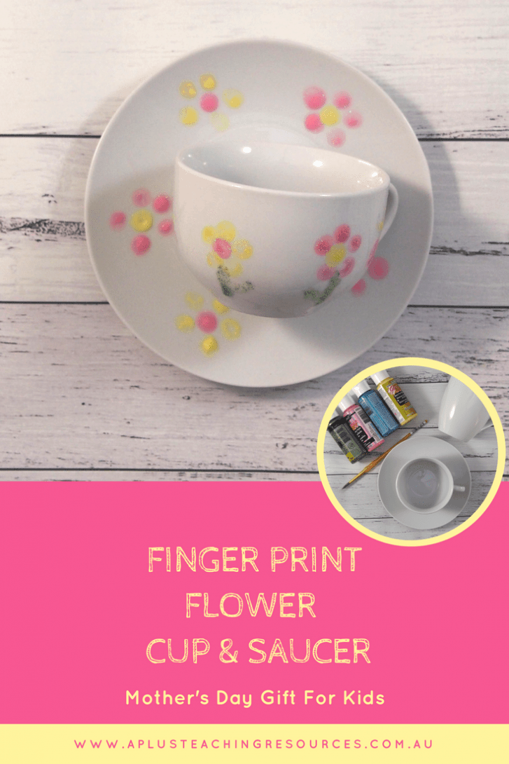 Fingerprint flower cup with saucer Mother's Day Gift