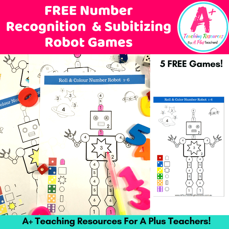robot colouring math game – a plus teaching resources