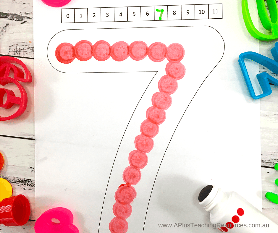 Playdough mat with a number line