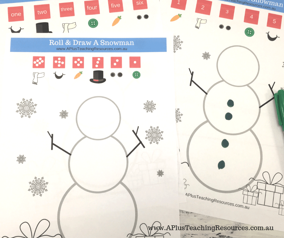 Roll and subitize snowman Game