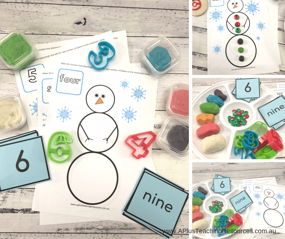 Snowman Playdough mats Free printable