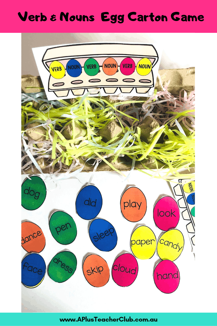 Verb & Nouns egg carton grammar game
