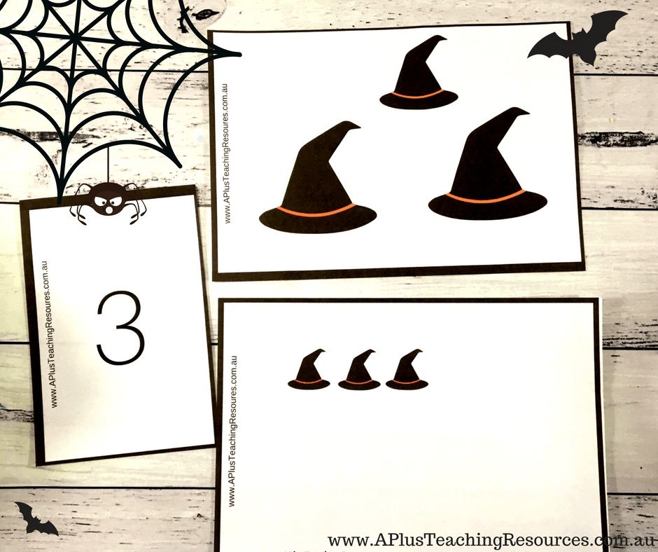 Witches hats number recognition activity