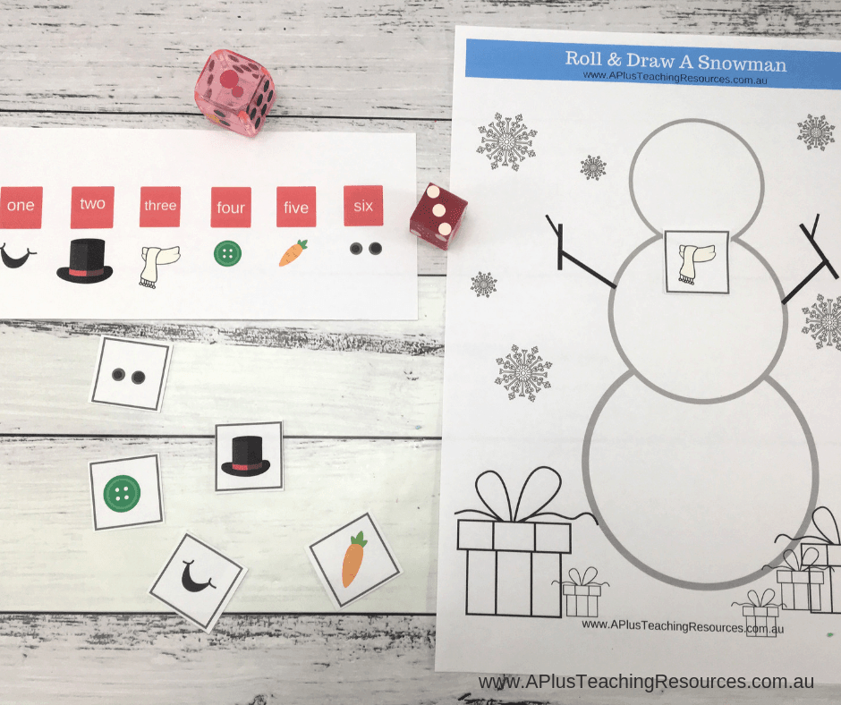 cut and stick snowman math game