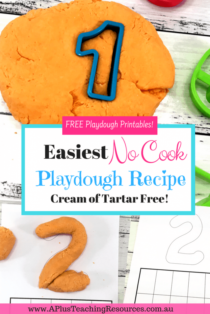 homemade NO COOK Playdough recipe with Just 4 ingredients